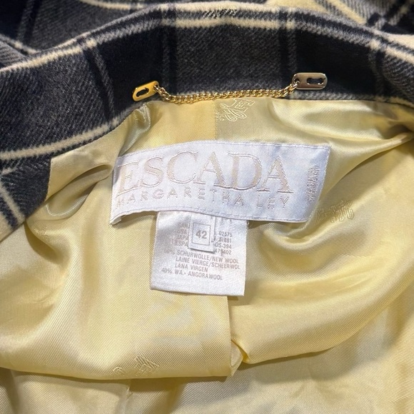 Vintage Y2K Escada Clueless Yellow Black Chic Academia Wool Blazer EU 42 US L - Picture 13 of 16